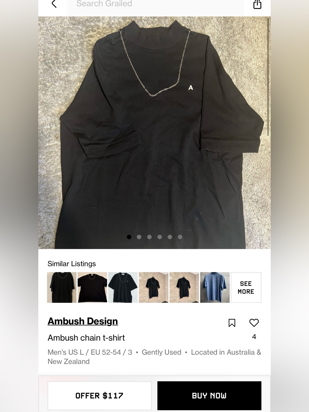 Ambush Black Chain-Detail Tee